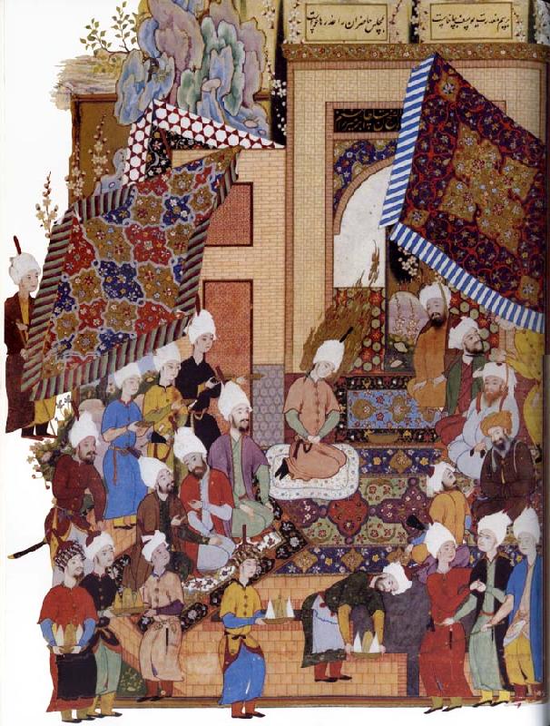 Shaykh Muhammad Joseph,Haloed in his tajalli,at his wedding feast china oil painting image